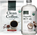Natural Force Organic Clean Coffee + Organic MCT Oil Bundle – 100% Αμιγής MCT καρύδας & Μούχλα & Μυκοτοξίνες Δωρεάν καφέ – Μη ΓΤΟ, Κέτο, Παλαιό, και Vegan - 12 Oz Bag και 32 Oz γυάλινη φιάλη