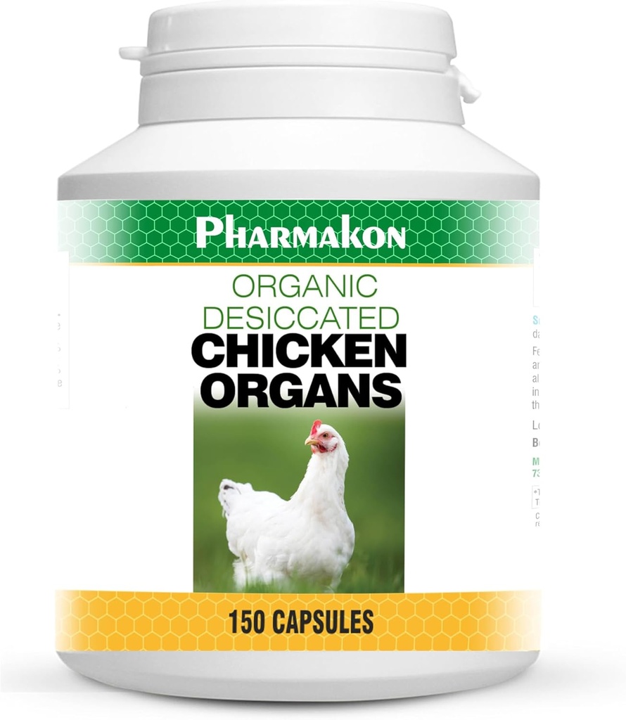 Desiccated Chicken Organs, 150 Capsules, Liver, Hearth ve Spleen.