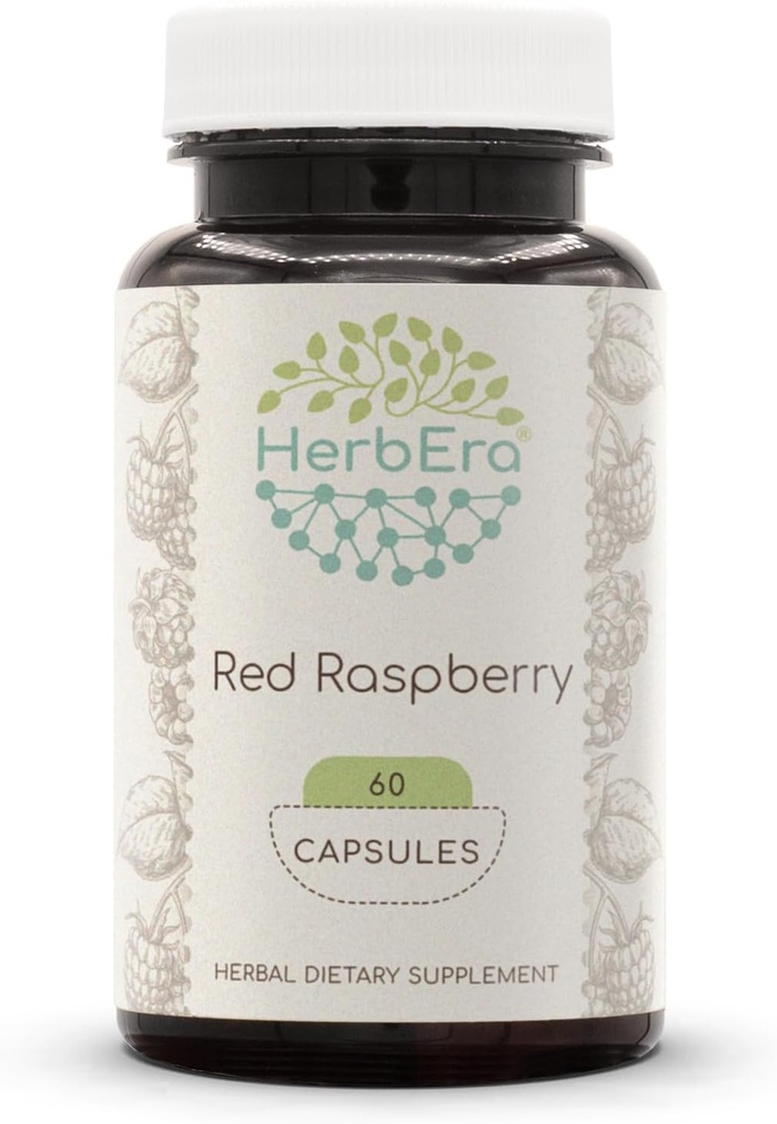 HerbEra Red Raspberry 60 Capsules, 500 mg, Red Raspberry (Rubus idaeus) kuru Leaf (60 Capsules)