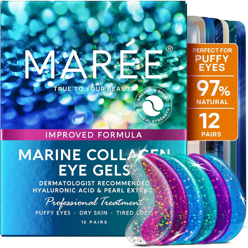 MAREE Eye Gels - Puffy Eyes ve Dark Circles için Puffy Eyes ve Dark Circles Collagen & Hyaluronic Acid - Anti Wrinkles Under Eye Maskes Skincare for Puffness & Bag - Parches Para Ojeras