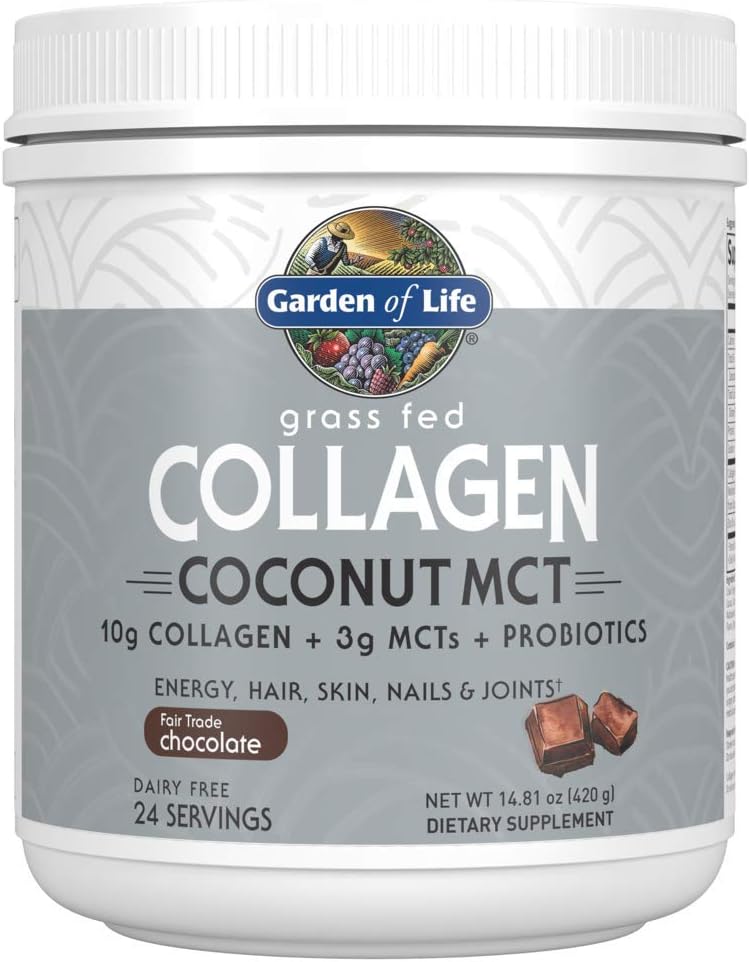 Life Grass Fed Collagen Coconut MCT Toz - Çikolata, 24 Hizmet, Enerji Saç Deri Nails Ortakları için Collagen Powder Toz Supplement, Coconut MCTs & Probiyotiks