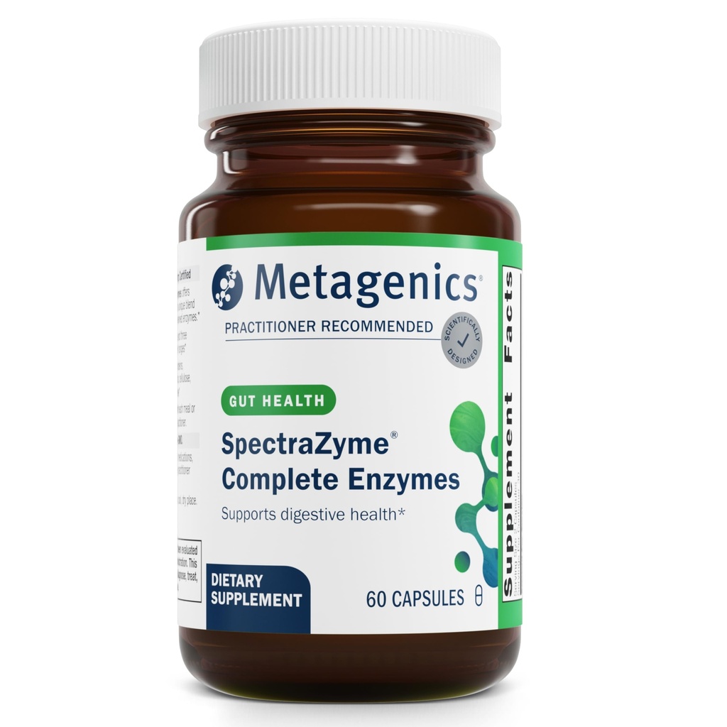 Metagenics SpectraZyme Enzyme Kompleksi - Protein, Fat & Carbohidrat Breakdown - Destekler Indigestion, Bloating & Colon Health* - Gluten-Free, Vegan - 60 Capsules