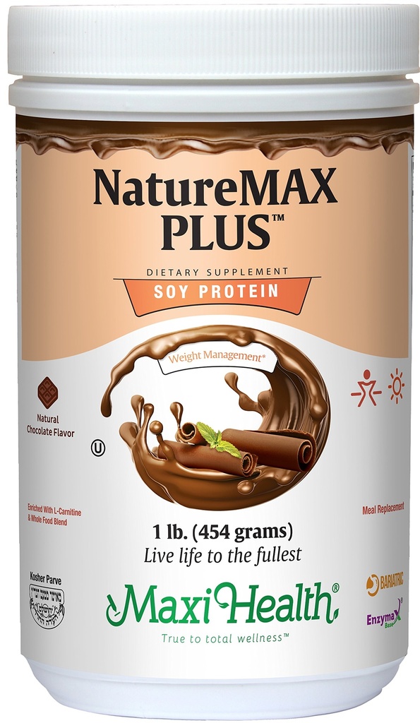 Maxi-Health NatureMAX Plus Energy Support Drink Soy protein Toz - Sugar Free Diyet Supplement - 20g Protein Per - Doğal Çikolata Flavor - Kosher Vitamini - 1lb