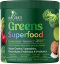 Greens Toz Superfood - Premium Organik Super Greens Juice Toz - Probiyotikler, Buğday Grass, Enzymes, Spirulina, Chlorella for Digestive & Gut Health, Smoothie Drink Mix - 28 Servisler
