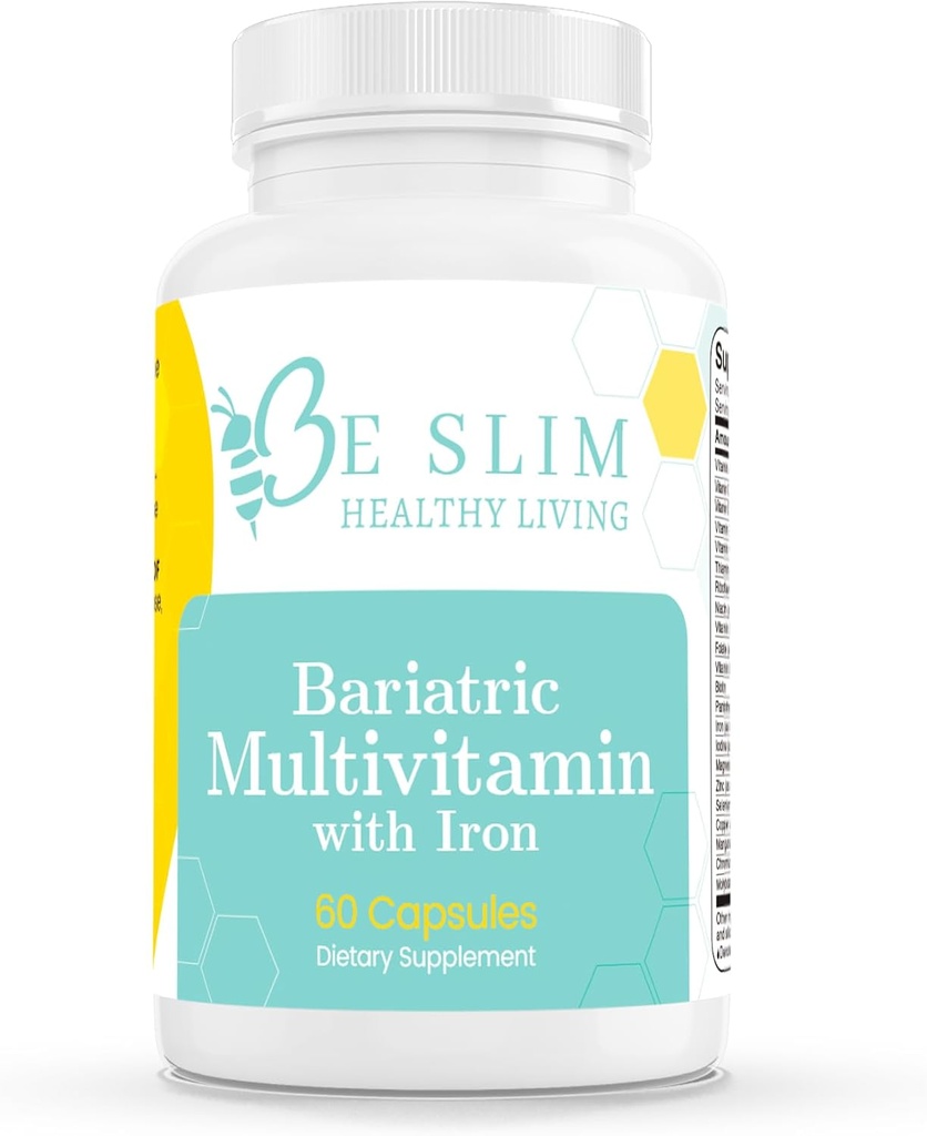 Demir ile Slim Sağlıklı Yaşam Bariatrik Multivitamin - 22.5 mg Iron, 60 Capsules - ASMBS Compliant - Bariatrik Hastalar için İdeal - Bir Gün Tamamlama