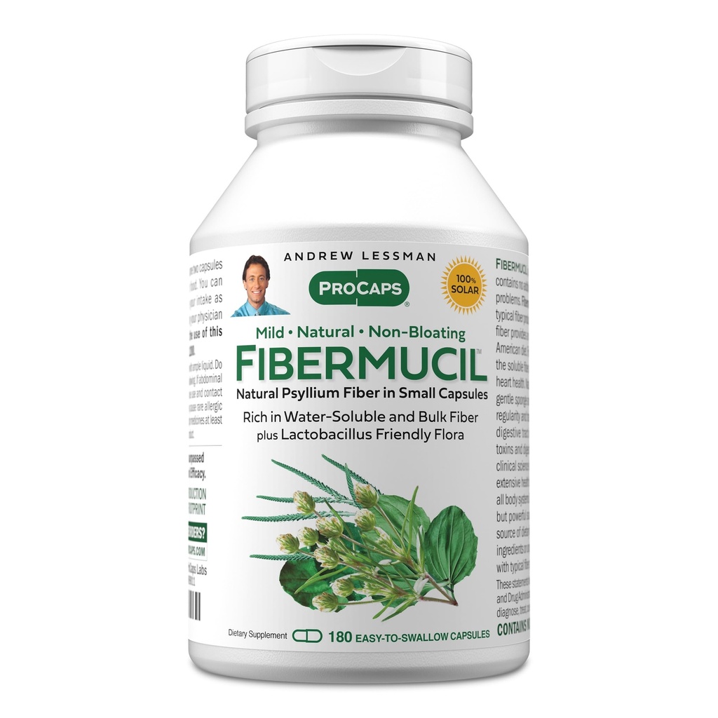 ANDREW LESSMAN Fibermucil 180 Κάψουλες - Phsyllium Husk Powder. Προωθεί απαλά την Αυθαιρεσία και την Πειθαρχική Υγεία. Πλούσια σε Fiber. Ήρεμα, ήρεμα, αποτελεσματικά. Χωρίς Πρόσθετα. Μικρά Εύκολα Καταπιείτε Καψάκια