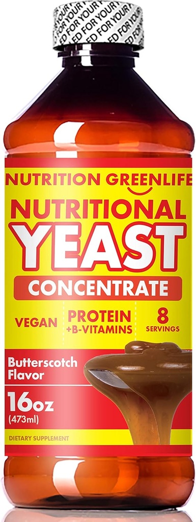 Nutritional Yeast Concentrate by Nutrition Greenlife (16 fl oz) with Vitamin B-12, Beta Glucan, Amino Acids | Butterscotch Flavor
