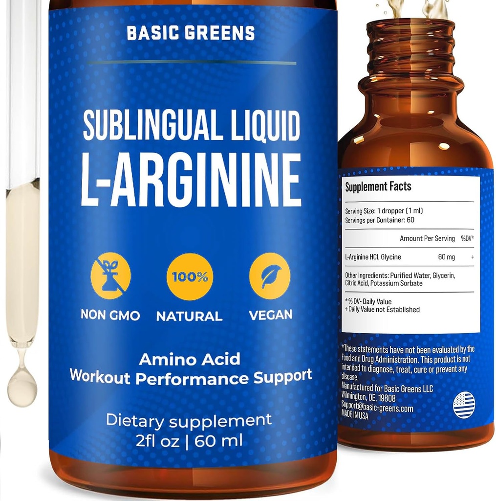L Arginine Liquid - L-Arginine Supplement for Men and Women with Nitrik Oksit Precursor, L Arginine Supplement