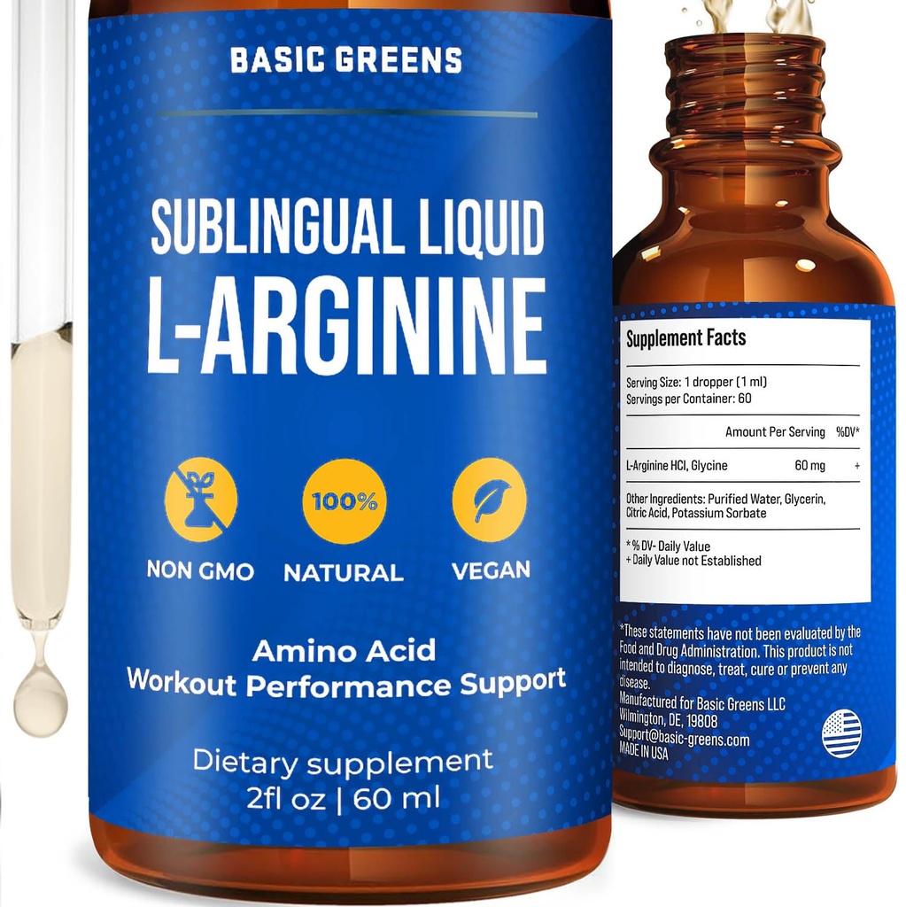 L Arginine Liquid - L-Arginine Supplement for Men and Women with Nitrik Oksit Precursor, L Arginine Supplement