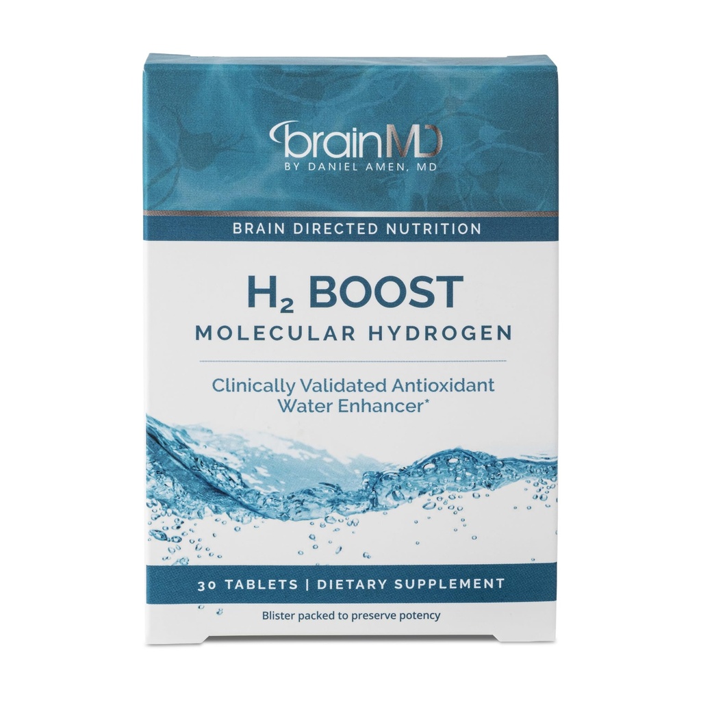 BRAINMD H2 Boost Molecular Hidrojen - 30 Tablet - Antioksit Su Geliştirmer - Vegan, Gluten Free - 30 Hizmet