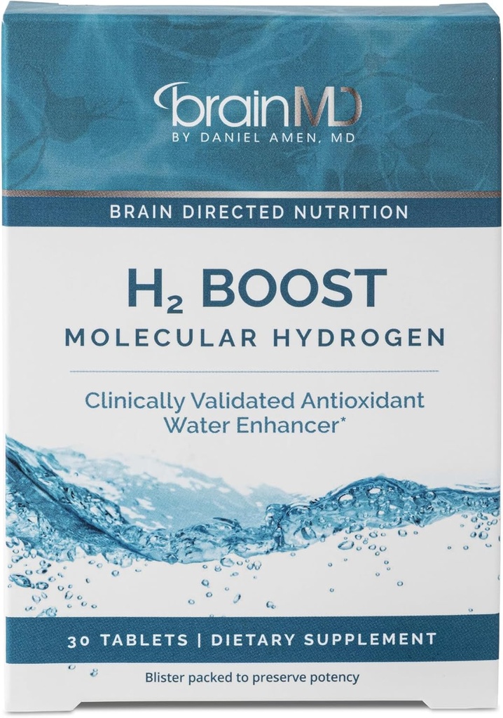 BRAINMD H2 Boost Molecular Hidrojen - 30 Tablet - Antioksit Su Geliştirmer - Vegan, Gluten Free - 30 Hizmet