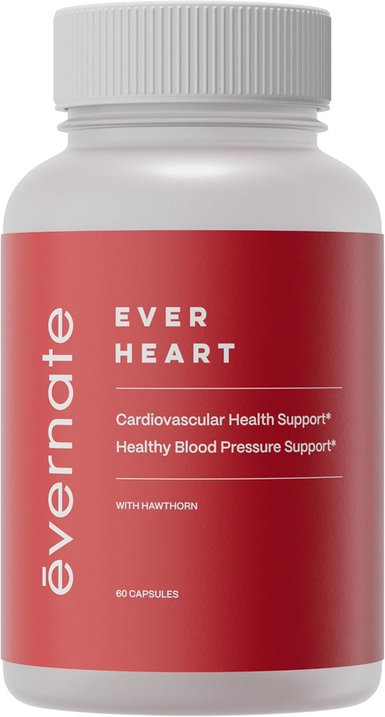 Ever Heart | Blood Pressure Support Supplement | Comb of,, Hawthorn, Ginkgo biloba, çinko, & L-Arginine | GMO, Gluten Free | Swallow & Digest | 60 Capsules