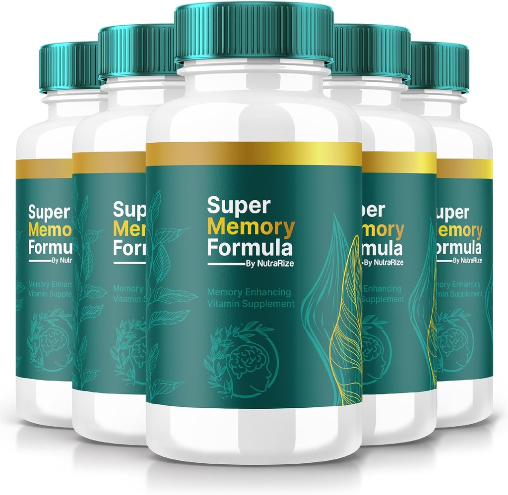 NutraRize (5 Pack) Super Memory Formula – Daily Support Capsules with a Balanced Blend for Focus, Alertness, and Everyday Sharpness | Just 2 Easy-to-Take Pills a Day (300 Capsules)