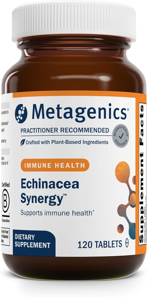 Μεταγονική Echinacea Synergy - βοτανική ανοσοποιητική υποστήριξη με Echinacea, Perilla Seed, Licorice, Ginger & Vitamin C - Υποστηρίζει Αναπνευστική & Αλλεργική Ανακούφιση - Χορτοφαγικά - cGMP Certified - 120 Tablets