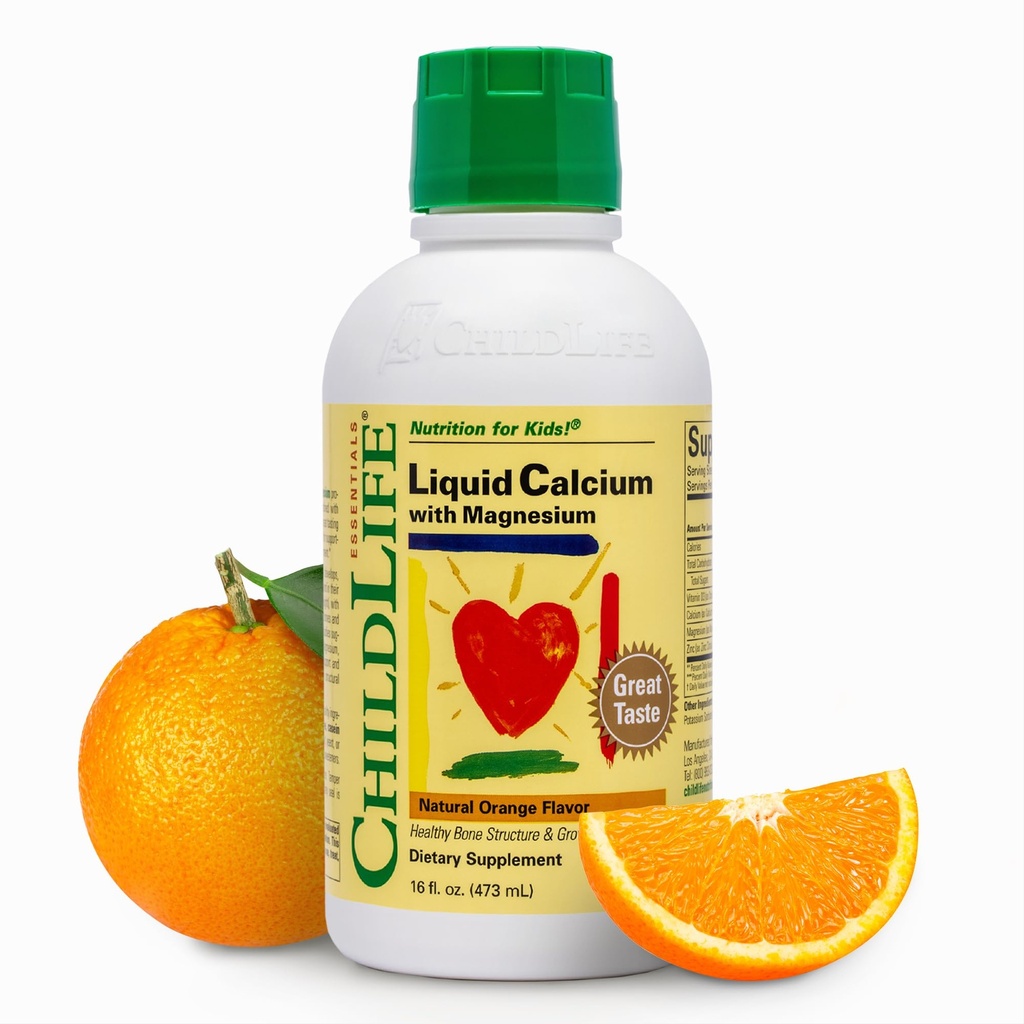 Çocuklar için SOSYAL ÖĞRENME - Bebek Kalsiyumu, Magnezyum ve D3 - Orange Flavor, 16 fl oz (1 Pack)