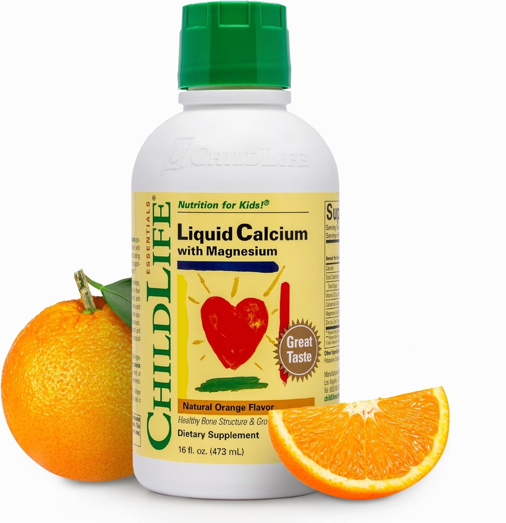 Çocuklar için SOSYAL ÖĞRENME - Bebek Kalsiyumu, Magnezyum ve D3 - Orange Flavor, 16 fl oz (1 Pack)