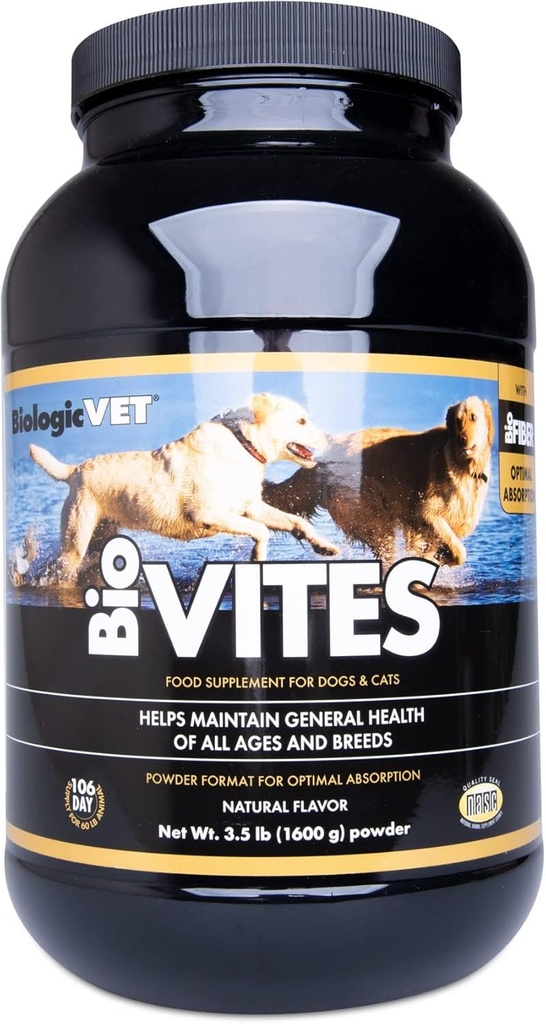 BiyologicVET BioVITES Multi-Nutrient Supply - Premium Cat & Dog Vitamins - Destekler Immune, Metabolism, Skin & Digestive Health - Amino Asits, Prebiyotiks, Enzymes & More - 3.5 lb.