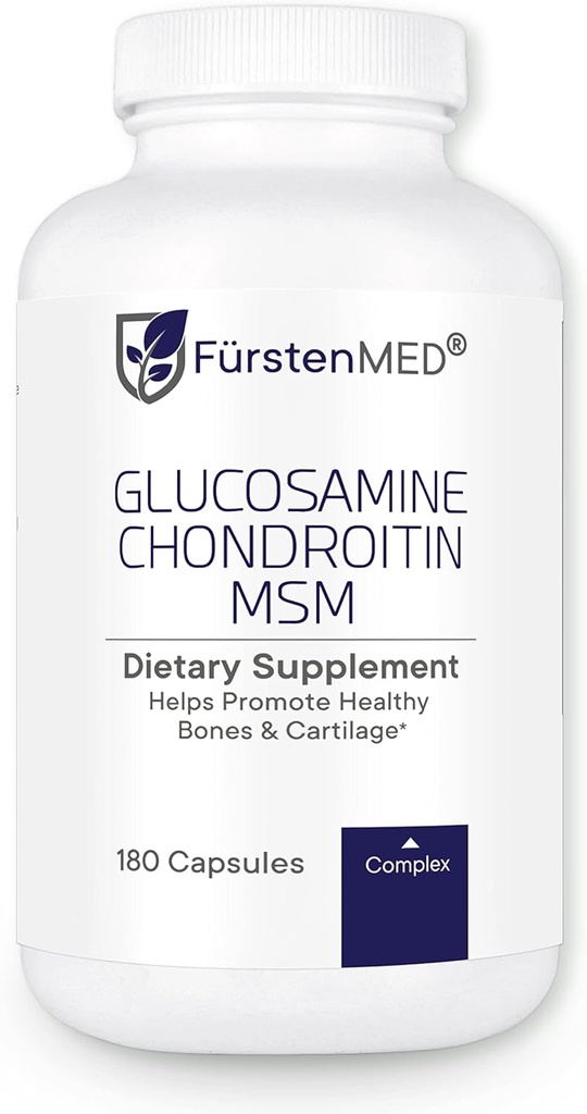 FürstenMED Glucosamine Chondroitin MSM Supplement - Chondroitin & Glucosamine Beslenme Sağlığı için Tamamlar - Vitamin C ile Normal Ortak Sağlık Destek - 180 Capsules