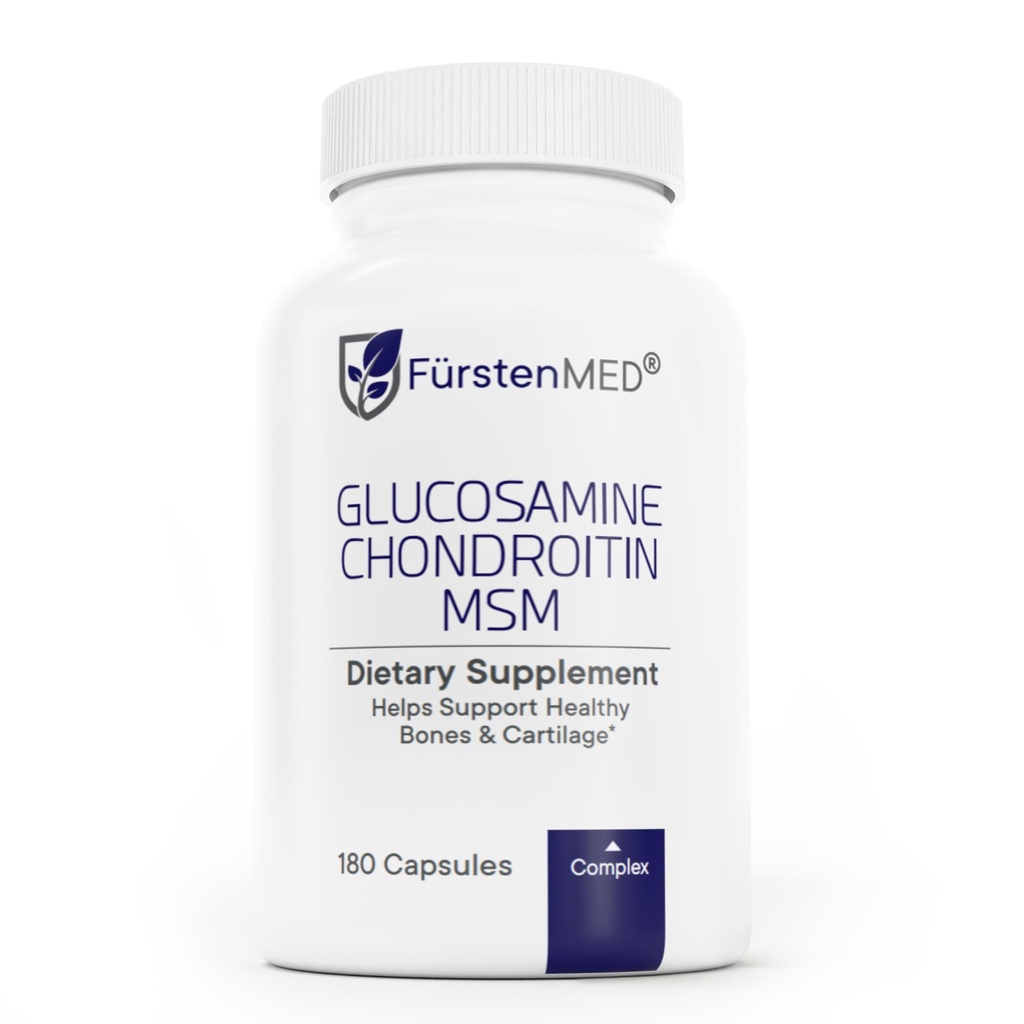 FürstenMED Glucosamine Chondroitin MSM Supplement - Chondroitin & Glucosamine Beslenme Sağlığı için Tamamlar - Vitamin C ile Normal Ortak Sağlık Destek - 180 Capsules