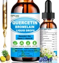 Quercetin με βιταμίνη C και ψευδάργυρο - Quercetin Υγρές σταγόνες - Quercetin με Bromelain - ψευδάργυρος Quercetin - ανοσοποιητικό συμπλήρωμα υποστήριξης για την αναπνευστική υγεία & την απόκριση του σώματος σε περιστασιακές αλλεργίες