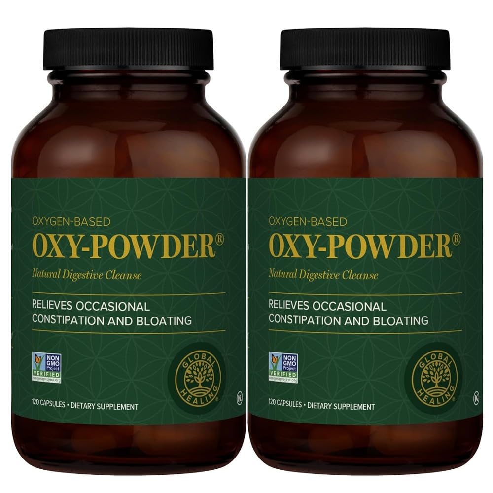Global Healing Center Oxy-Powder Colon Cleanse Detox - Oksijen Temel Güvenli ve Doğal Intestinal Cleanser, 120 Kont (Pack of 2)