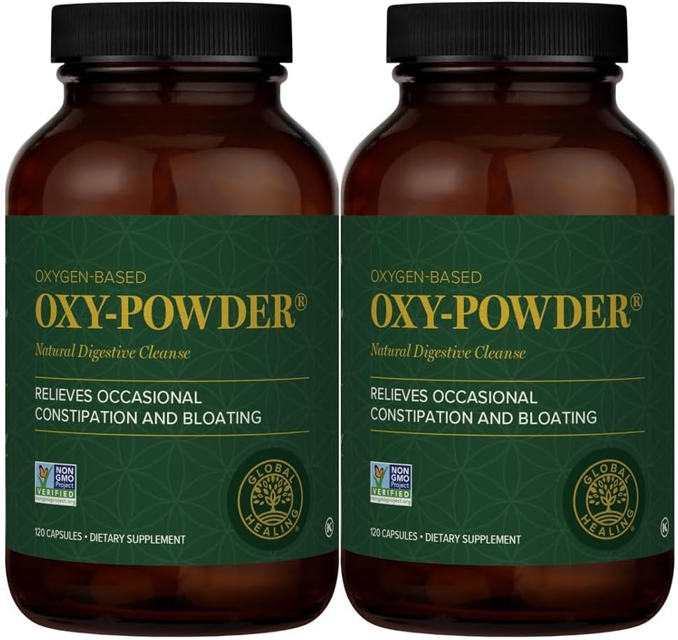 Global Healing Center Oxy-Powder Colon Cleanse Detox - Oksijen Temel Güvenli ve Doğal Intestinal Cleanser, 120 Kont (Pack of 2)