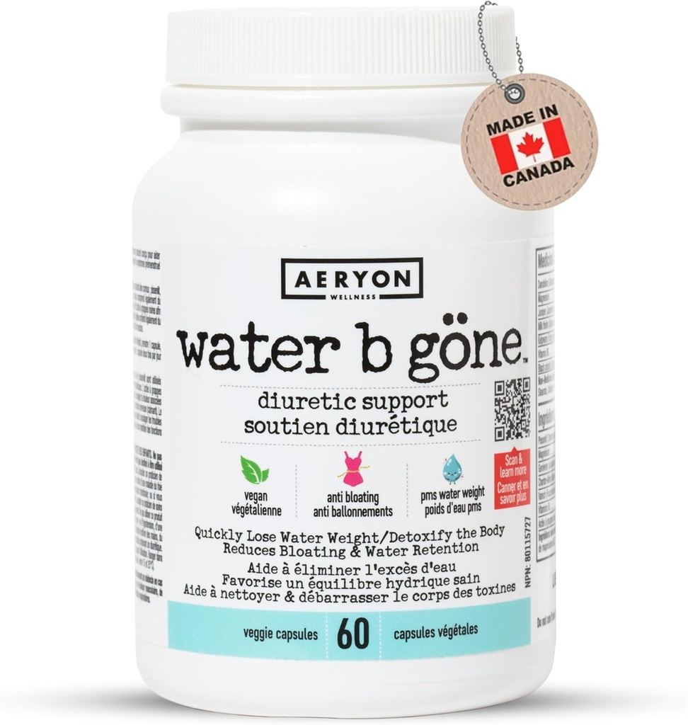 Water B Gone – Kadınlar için Diuretic Pills – Su Retention ve Bloating – PMS Relief – 60 Vegan Capsules - 20 Day Supply Supply