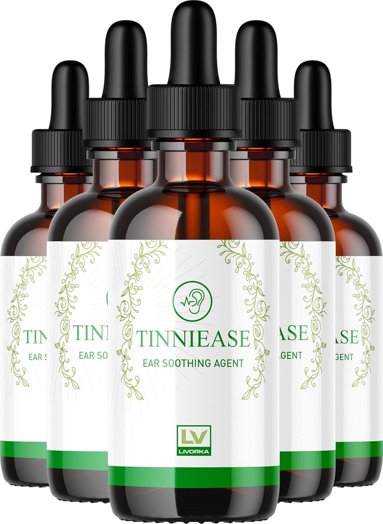 LIVORKA (5 Pack) Tinniease Drops, Tinni Hastalığı İşitme Desteği için Geri Döndürme, Tinni Ease Drops, 150 Gün Boyunca 5 Şişe