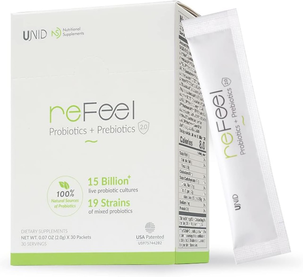 ReFeel 2.0 Daily Probiyotik Supplement - 15 Milyar CFU, Işıklı Tatlı Yogurt Flavor, Prebiyotikler Dahil, Optimal Gut Flora Dengesi, Nutrient Absiyon & General Wellness (19 Strain Mix)