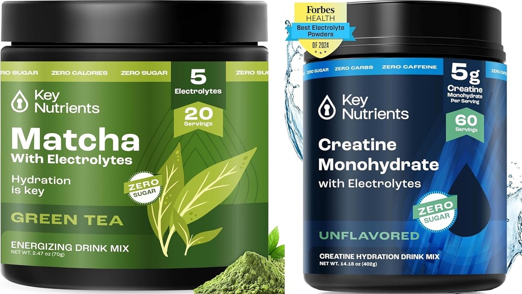 KEY NUTRIENTS Matcha Toz &tine Monohidrat Sche – Unsweetened Matcha Green Tea (20 hizmet) + Micronized Kretine Toz Supplement (60 Hizmet) – Enerji, Focus & Performansı