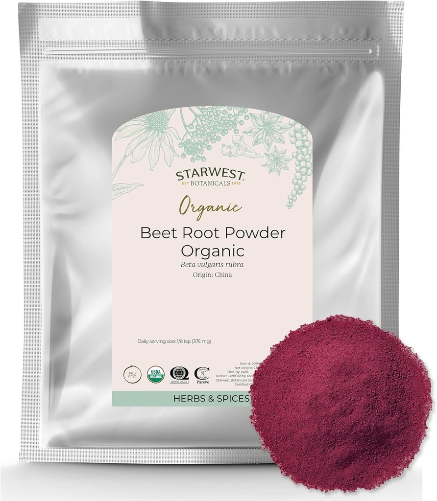 Starwest Botaniks Organik Arıt Kök Toz Erkekler ve Kadınlar için Kullanımı - Meyve, Smoothies, & Tea, Natural Energy Support, Ground Beet Root, Certified Kosher, Non-GMO - Bulk 2 lb Bag Bag Bag