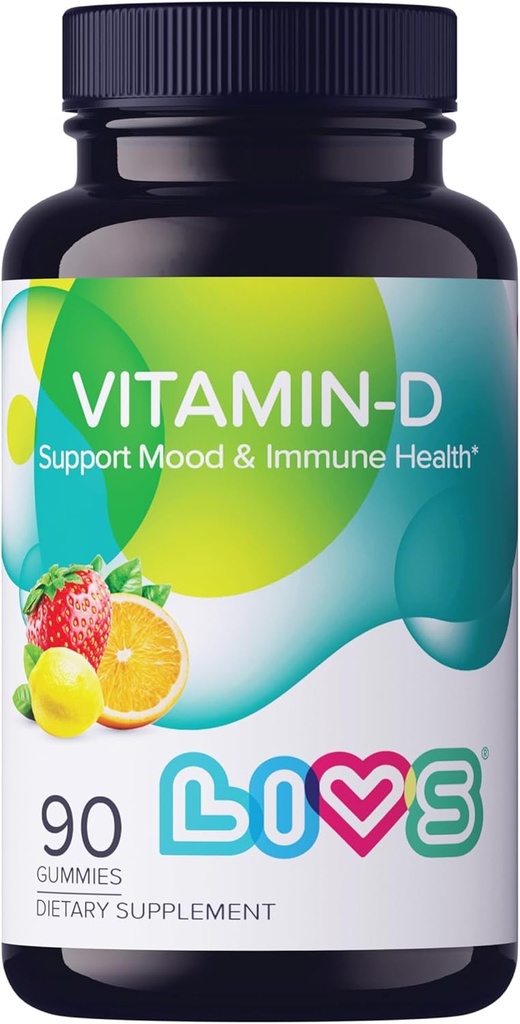 LIVS Vitamin D3 Gummies 2000 IU for Women & Men – Vegan Vitamin D3 Kemik, Diş ve Immune Desteği için Tamamlanmış Vitamin D Gummies with Natural Berry & org Flavor – 90 Ct