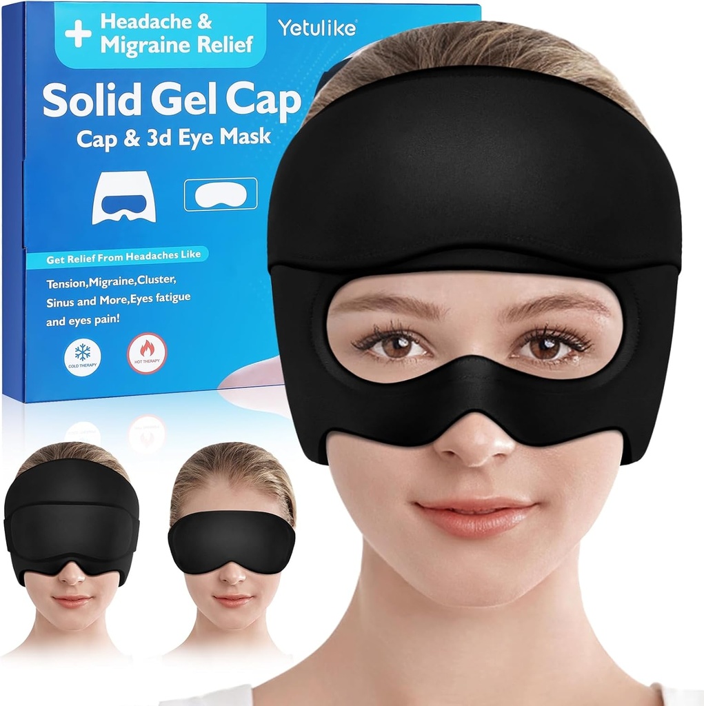 Başache Relief Hat, Soothing Migraine Relief Cap Gel Buz Kafası Sinus, Puffy Eyes, Ger ve Stres Yardımı - Sıcak ve Soğuk Terapi