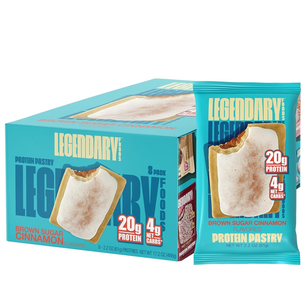 Legendary Foods 20gr protein Pastry 9-Pack Sche - Low Carb Tasty Protein Bar Cedric Keto Friendly, No Sugar High Protein Kahvaltı Snacks, Gluten Free Keto Yiyecek - Brown Sugar Cinnamon