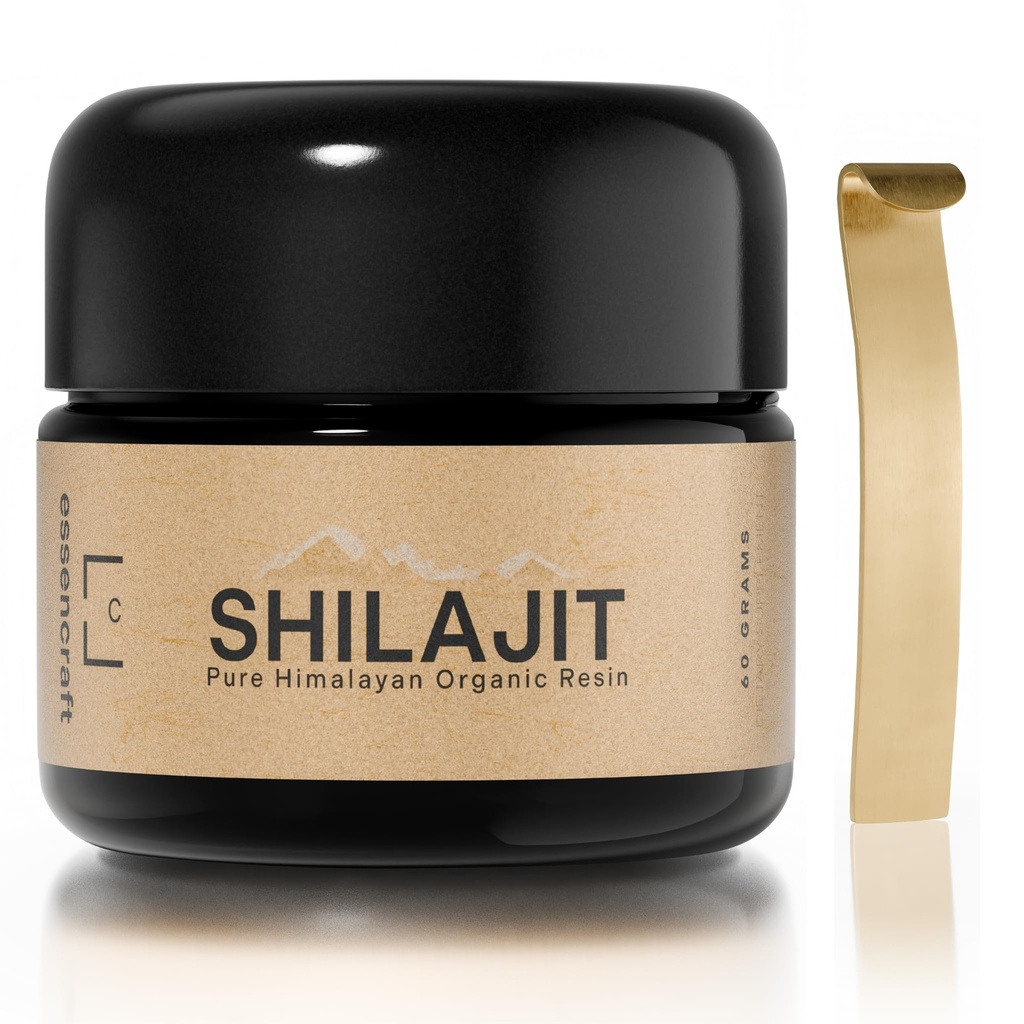 Organik Himalaya Shilajit Giyim - 500 mg Max Potency, Lab Erkekler ve Kadınlar için Saf Shilajit, 85+ Trace Minerals Fulvic Acid, Immune Support, Energy & Cognitive Performance, 4 Ay Supply, 60g