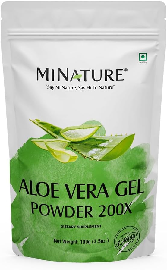 Aloe Vera Gel Toz 200x, Doğa | Doğal ve Saf | Aloe Barbadensis | 100g (3.5oz) | Yüksek Kondüktif Destek | Kozmetik formülasyonlar için Uygun