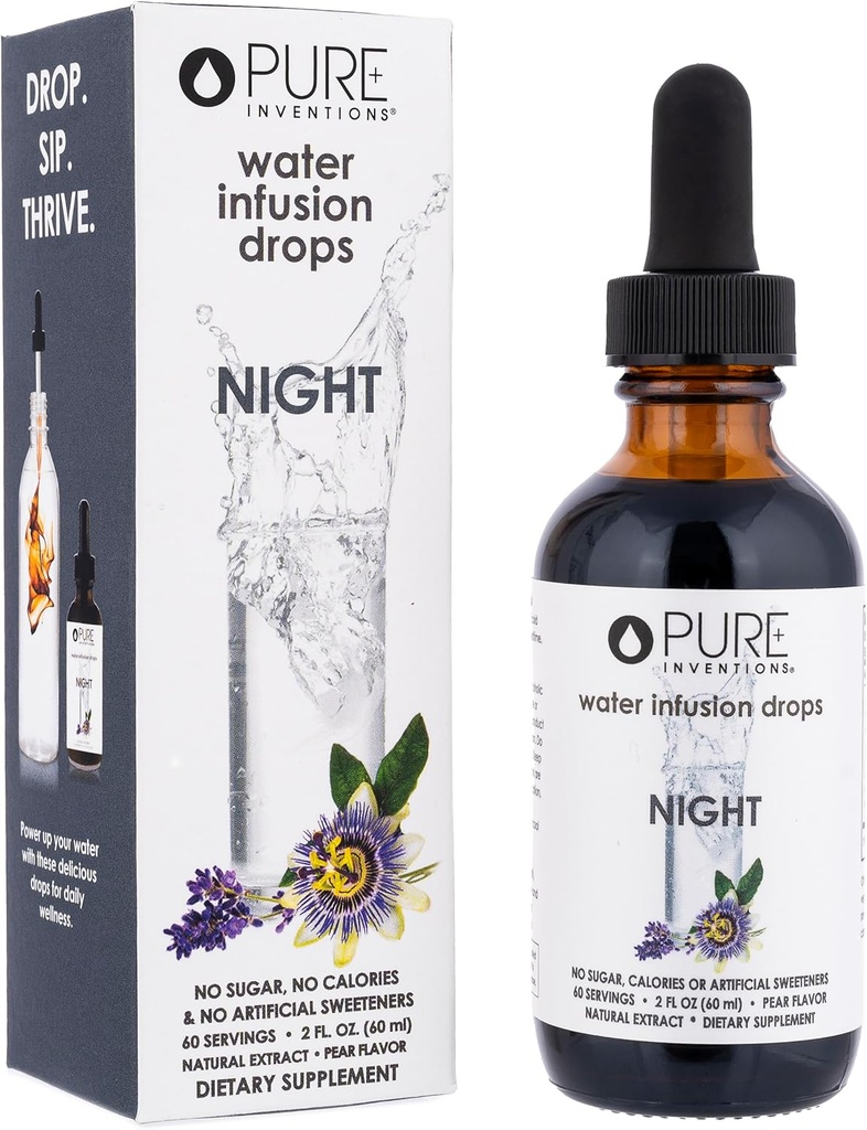 Saf Inventions Night - Pear Flavored Water Infüzyon Drops - No Sugar, Calories, or Yapay Sweeteners - 60 Hizmet - 2oz