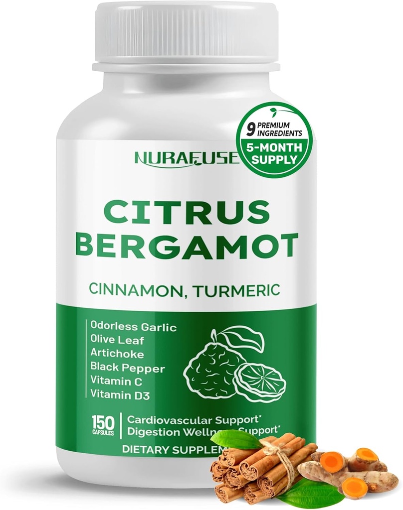 Citrus Bergamot 9-in-1 Formula - Cinnamon Turmeric Odorless,, Olive Leaf, Artichoke - ABD'de Made and Tested