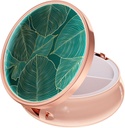 Rouidr Pill Box, 3 διαμέρισμα ιατρική θήκη χάπι, μικρό μεταλλικό ταξιδιωτική ιατρική κουτί για το πορτοφόλι & τσέπη, ροζ χρυσό, τροπικό φύλλο