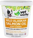 Vet Valuey Salmon Oil Skin ve Köpekler için Yumuşak Chews - Köpek Tamamı Sağlıklı Cilt ve Güzel Öner - Omega 3 Fatty Asits ile Balık Yağı Tamam - Salmon Flavor - 30 Yumuşak Chews