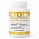 Vita4Life!® Iron Support Plus - 40mg Iron with Vitamin C, B-12, Follic Acid & Zinc - 60 Κάψουλες - Μη Συντηρητική Φόρμουλα για την υποστήριξη των ερυθρών αιμοσφαιρίων & την ενέργεια - Χορτοφαγικά & GMO-free