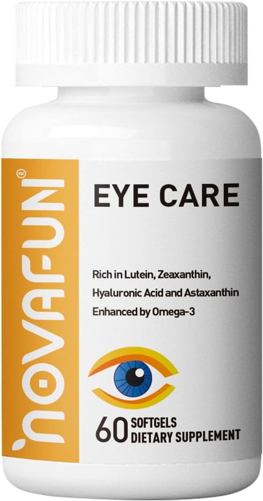 Eye Care Softgels, Lutein, Zeaxanthin, Astaxantin, Hyaluronic Acid, Omega 3 (EPA, DHA), çinko, Copper, C & E, 60 Day Supply - 60 ct