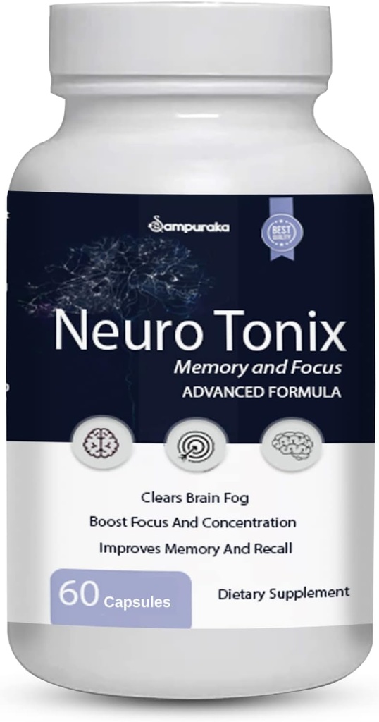 Nöro Tonix Memory ve Focus Supplement için Gelişmiş Formula - 1 Pack NöroTonix 60 Capsules (Pills)