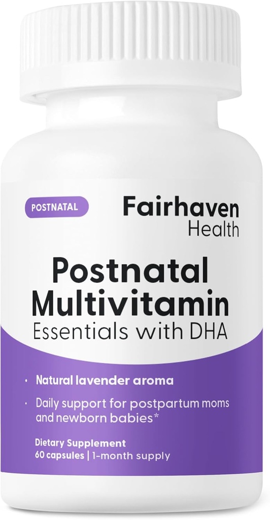 Fairhaven Health Postnatal Multivitamin Essentials | Vegan Daily Multivitamin for Postpartum Women | Anne ve Bebek Gelişimi Desteği | Gluten, Süt, Soy Free | Non-GMO | 60 Capsules