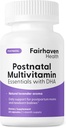Fairhaven Health Postnatal Multivitamin Essentials | Vegan Daily Multivitamin for Postpartum Women | Anne ve Bebek Gelişimi Desteği | Gluten, Süt, Soy Free | Non-GMO | 60 Capsules