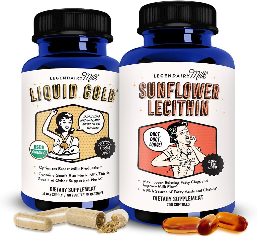 Legendairy Milk Liquid Gold + Ηλίανθος Lecithin Γαλουχία συμπλήρωμα για την αύξηση της προσφοράς γάλακτος και για Clogged Ducts γάλακτος - Συμπληρώματα θηλασμού για τη ροή γάλακτος και την ενίσχυση της παραγωγής γάλακτος