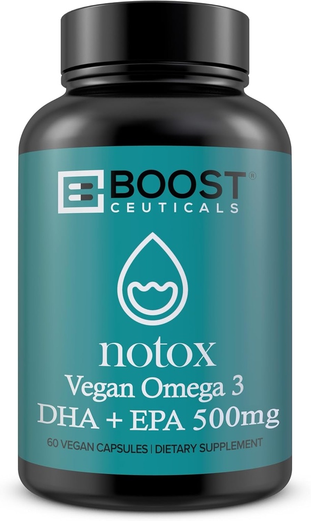 BoostCeuticals Vegan Omega 3 Supplement 500mg Dha Epa Vegan Softgels - No Stearates Non GMO Gluten Free | 60 Ct Heart and Brain Health