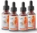 LUV sağlık akışı Drops® - Odak için Enerji Supplement, Ruh Clarity & Immune Support - Lion's Mane, Cordyceps, Reishi, Chaga & Turkey Tail - Vegan, ABD'de Made in USA 4-Pack