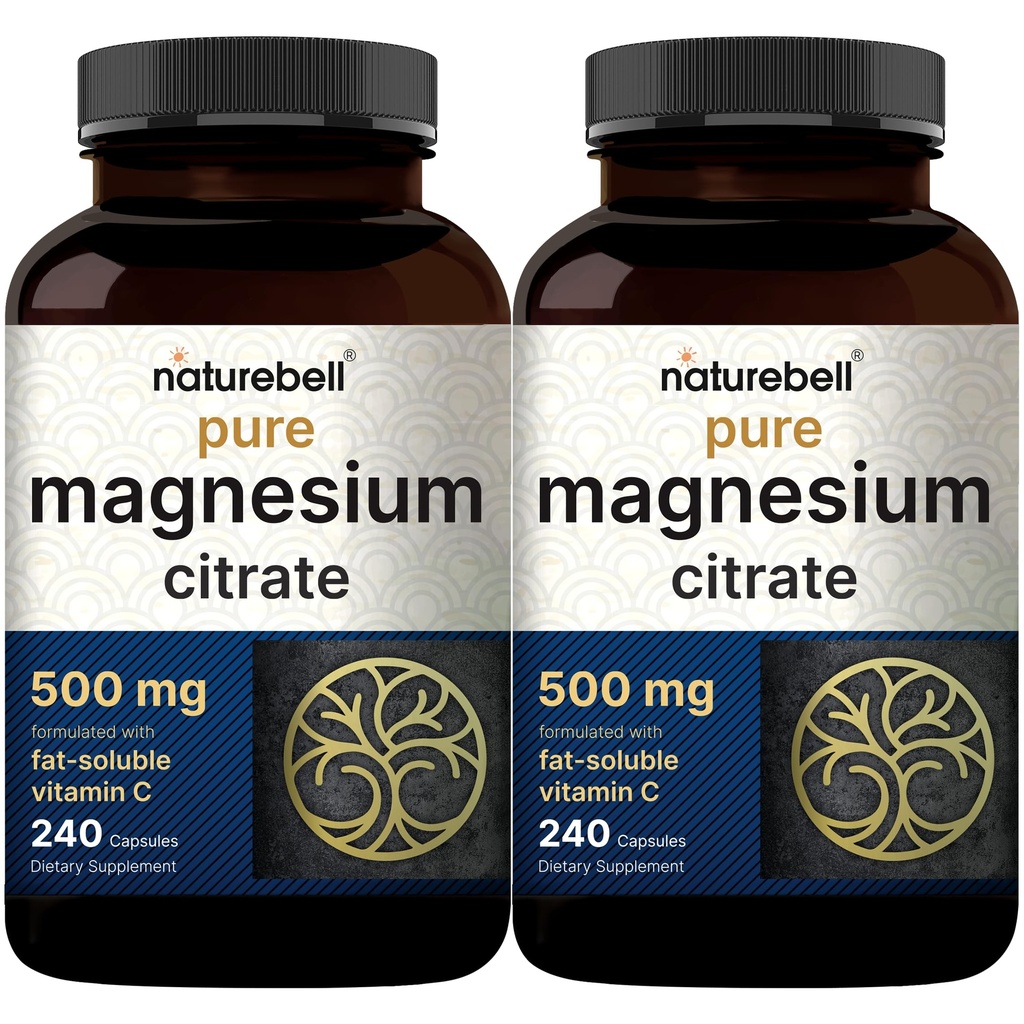 NatureBell 2 Συσκευασία Μαγνήσιο Κιτρικό 500mg, 480 Κάψουλες 