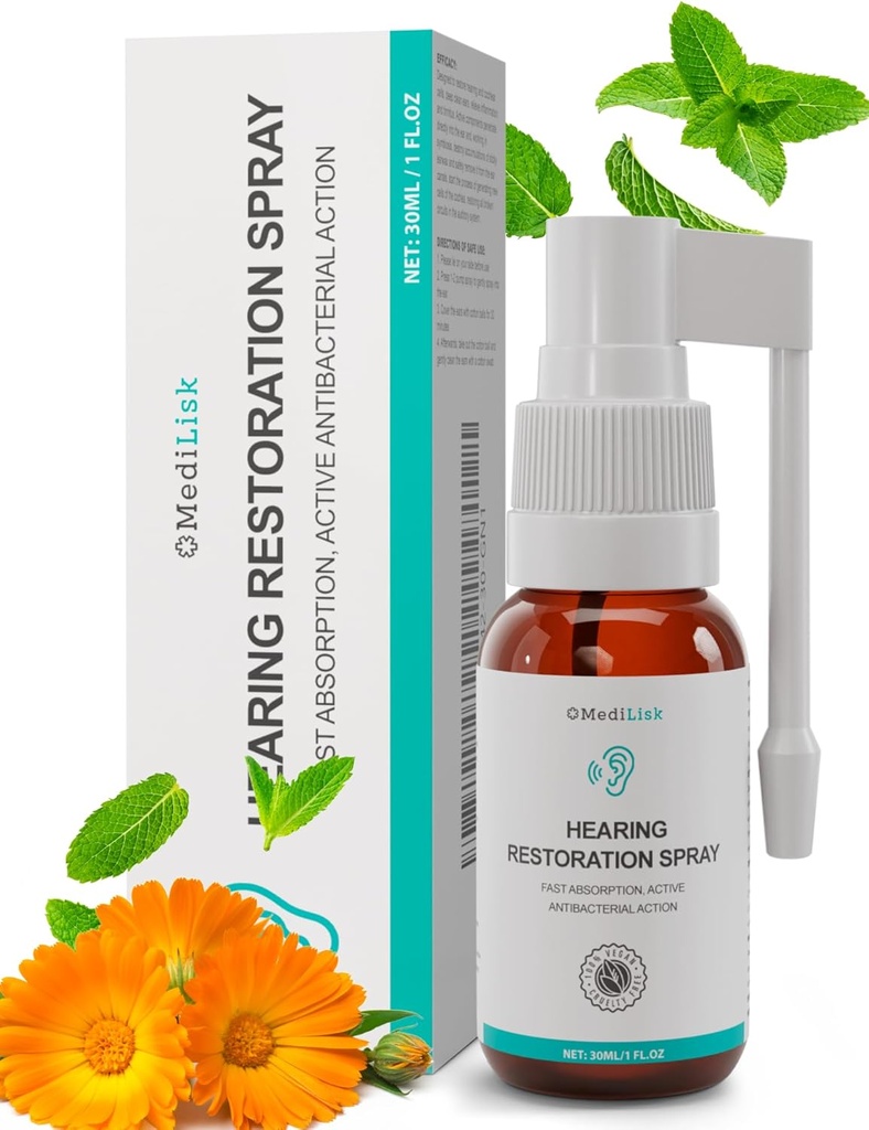 Medilisk İşitme Restorasyon aynası – Earwax Temizlik & Ear Care Çözüm | Harsh Kimyasallarından Ücretsiz, Hassas Kulaklar için Nazi | Kolay Kombinasyon Uygulaması, 1 Fl.Oz